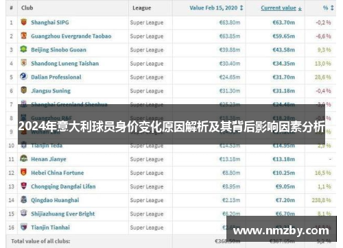 2024年意大利球员身价变化原因解析及其背后影响因素分析